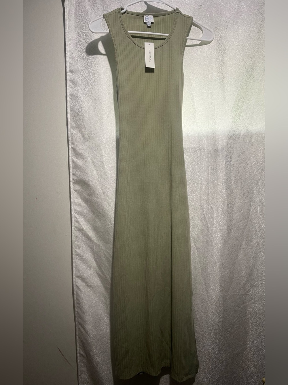 Francesca's Collections Olive Ribbed Sleeveless Maxi Dress